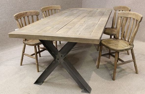 METAL BASE TABLE, A STURDY INDUSTRIAL STYLE TABLE WITH AN ...