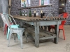 rustic timber and steel table