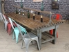 large timber and steel restaurant table