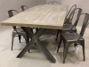 industrial metal leg oak table