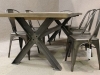 metal cross leg oak table