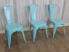 blue metal dining tolix style chairs