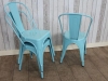blue tolix style chairs vintage