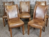 aged leather vintage style dining chairs