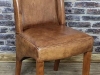 industrial style aged leather dining chairs