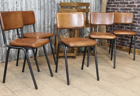Vintage Style Leather Chair Stacking Dining Chair Vintageindustrialretro