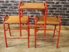 red frame stacking stools