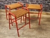 red vintage lab stools