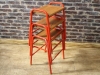 vintage lab stools with wooden seats