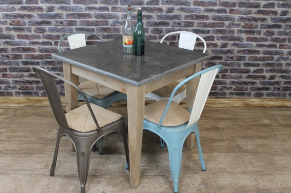 Square Stone Top Cafe Restaurant Tables Vintage Industrial Retro