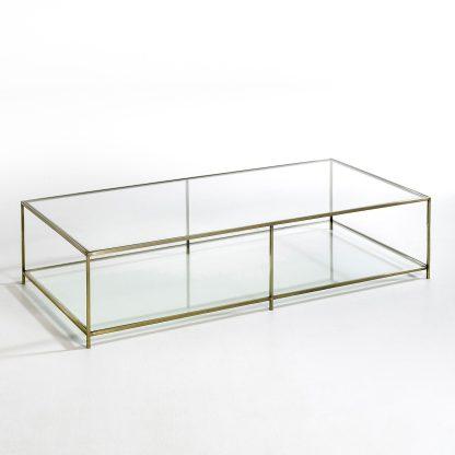 Sybil Rectangular Coffee Table in Tempered Glass Vintage Industrial Retro UK