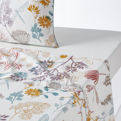 Botanique Floral 100% Cotton Percale 200 Thread Count Flat Sheet Vintage Industrial Retro UK