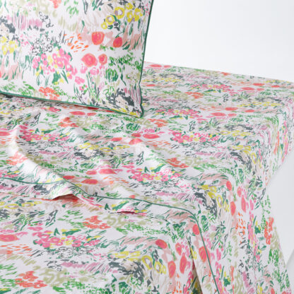 Coloured Field Floral 100% Cotton Percale 200 Thread Count Flat Sheet Vintage Industrial Retro UK