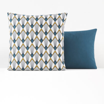 Elisa Blue Art Deco 100% Cotton Percale 180 Thread Count Pillowcase Vintage Industrial Retro UK