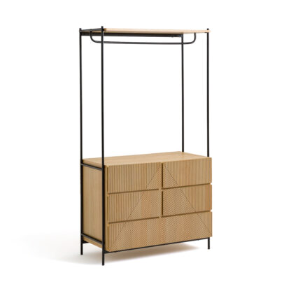 Les Signatures - Lodge Wardrobe Module with Hanging Rail and 5 Drawers Vintage Industrial Retro UK