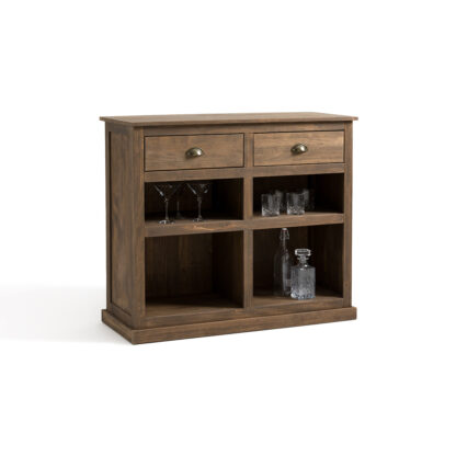Lunja Solid Pine 2--Drawer Bar Cabinet Vintage Industrial Retro UK