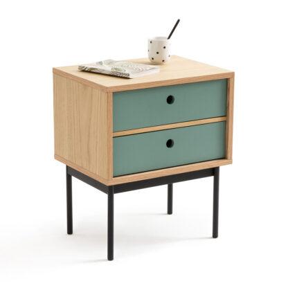 Nyjo Bedside Table with 2 Reversible Drawers Vintage Industrial Retro UK