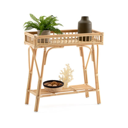 Nyla Rattan & Bamboo Console Table Vintage Industrial Retro UK