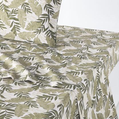 Palma Foliage 100% Cotton Percale 200 Thread Count Flat Sheet Vintage Industrial Retro UK