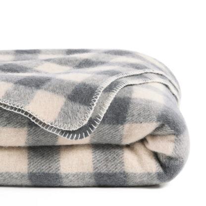 Romu Checked 100% Wool Blanket Vintage Industrial Retro UK