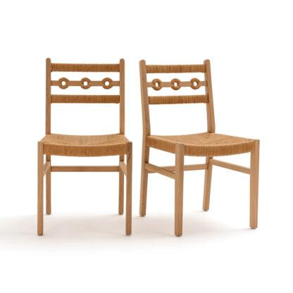 Set of 2 Menorca Oak and Braiding Chairs Vintage Industrial Retro UK