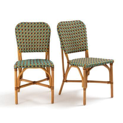 Set of 2 Musette Woven Bistro Chairs Vintage Industrial Retro UK