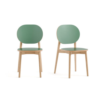 Set of 2 Quillan Formica & Oak Veneer Chairs Vintage Industrial Retro UK