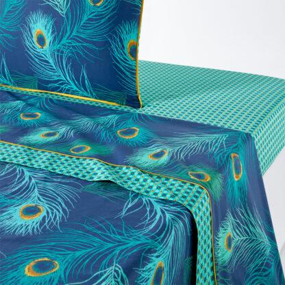 Shakhra Peacock 100% Cotton Percale 180 Thread Count Flat Sheet Vintage Industrial Retro UK
