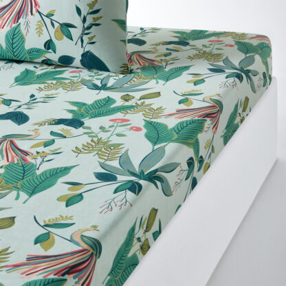 Somerset Tropical Cotton Percale 200 Thread Count Fitted Sheet Vintage Industrial Retro UK