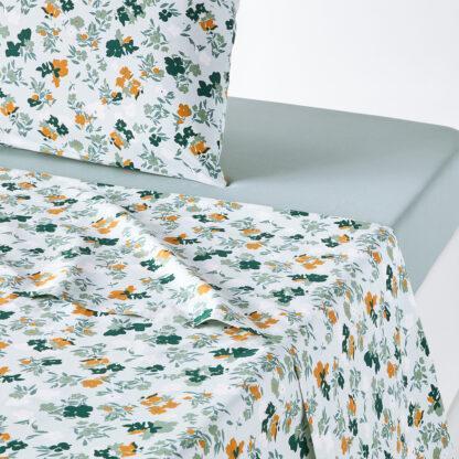 Voladores Floral 100% Cotton Percale 200 Thread Count Flat Sheet Vintage Industrial Retro UK