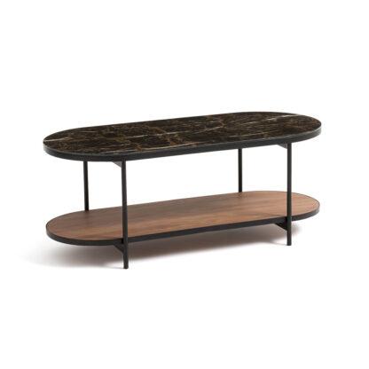 Gil Marble Effect Glass Top Coffee Table Vintage Industrial Retro UK