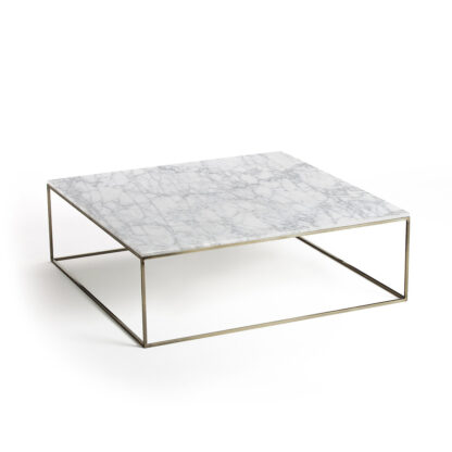 Mahaut Marble & Aged Brass Metal Coffee Table Vintage Industrial Retro UK