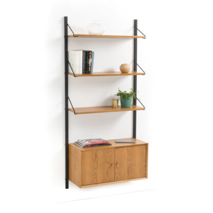 Quilda Wall Shelving Unit with 1 Cupboard Vintage Industrial Retro UK
