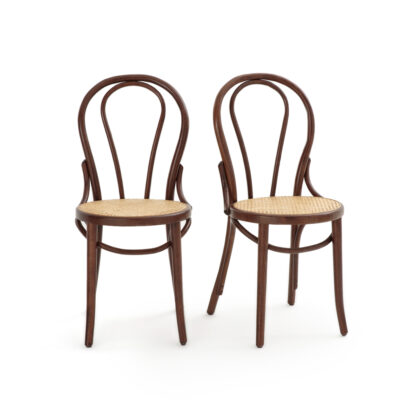 Set of 2 Bistro Cane Seat Chairs Vintage Industrial Retro UK