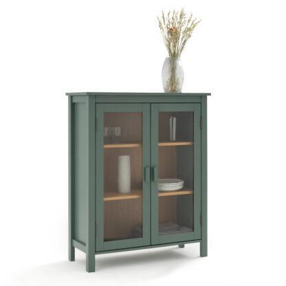 Alvina Solid Pine Low China Cabinet Vintage Industrial Retro UK