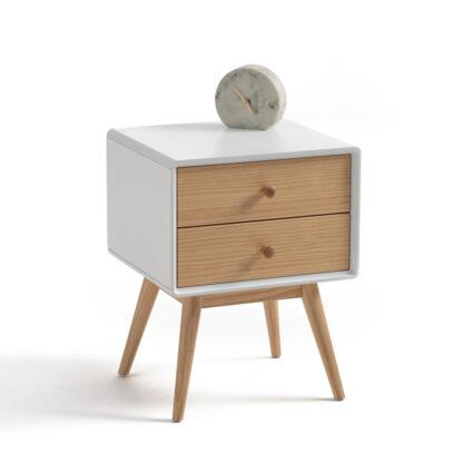 Jimi Pine Bedside Table with 2 Drawers Vintage Industrial Retro UK