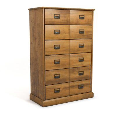 Lindley Solid Pine Chest of 6 Drawers Vintage Industrial Retro UK
