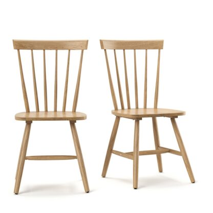 Set of 2 Jimi Solid Wood Spindle-Back Chairs Vintage Industrial Retro UK